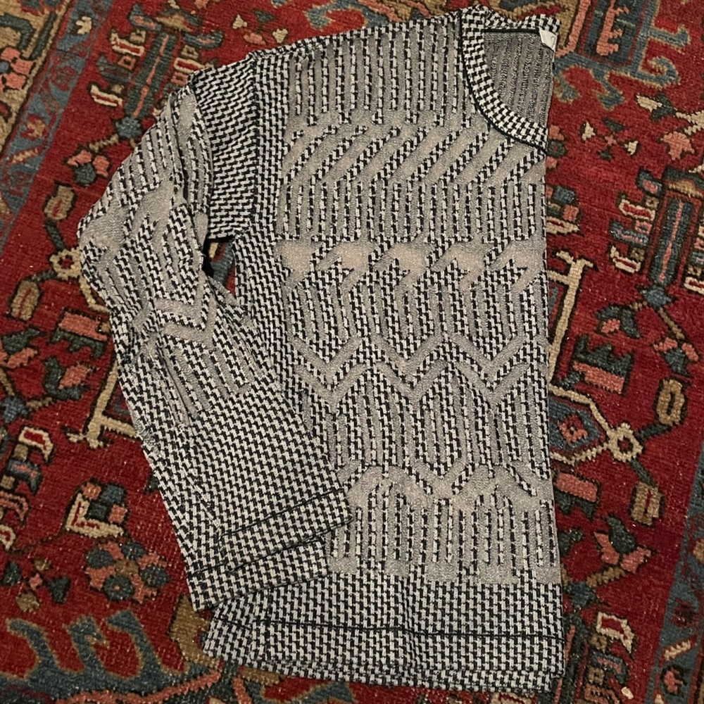 Parker Sweater semi- sheer knit with black and grey cabling detail - worn 1x
